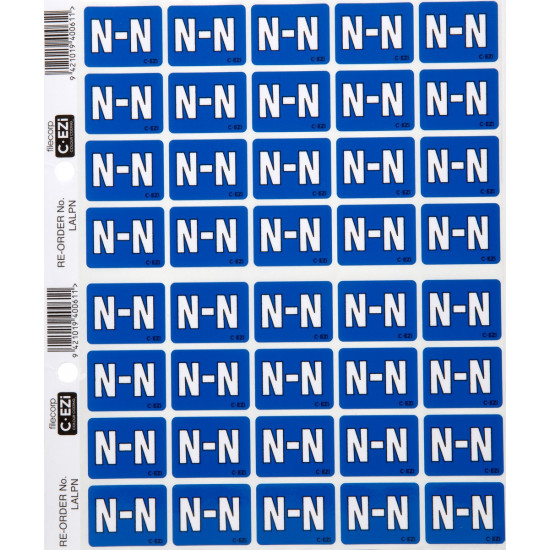 Filecorp C-Ezi Alpha Lateral Labels Letter N 24mm Sheet of 40 Filecorp C-Ezi Alpha Lateral Labels Letter N 24mm Sheet of 40