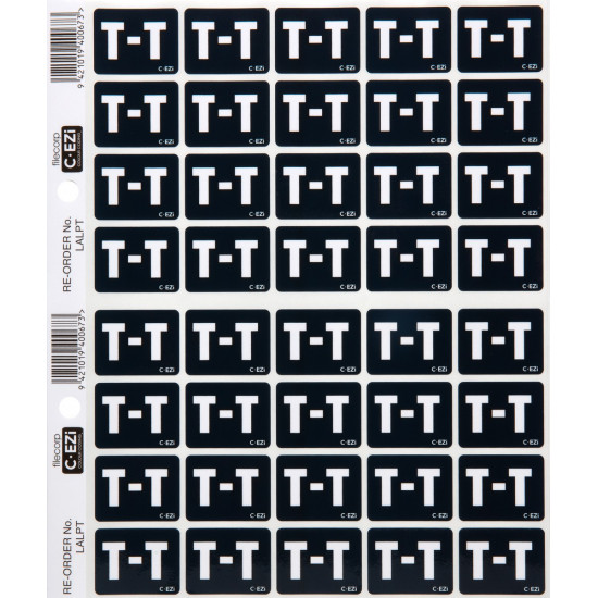 Filecorp C-Ezi Alpha Lateral Labels Letter T 24mm Sheet of 40