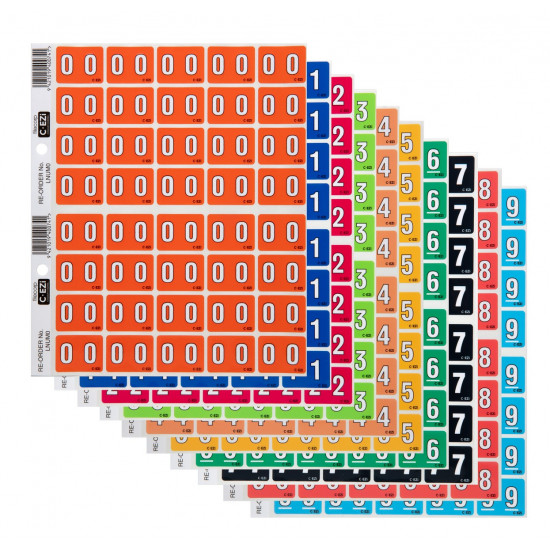 Filecorp C-Ezi Numeric Lateral Labels, Full Set of Numbers 0-9