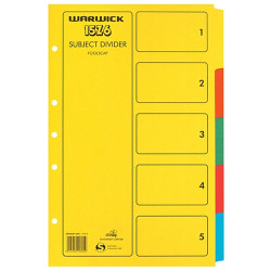 Warwick Divider 15Z6 Foolscap 5 Tab Coloured 