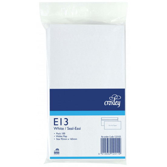 Croxley Envelope E13 (9's) Seal Easi 100 Pack Croxley Envelope E13 (9's) Seal Easi 100 Pack