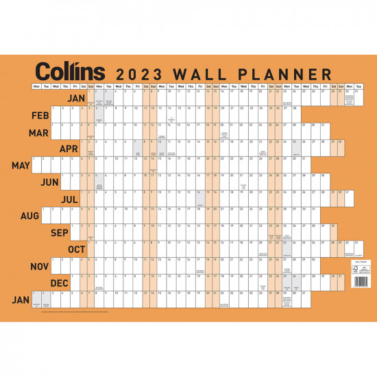 Collins Wallplanner A3 Unlaminated Odd Year Collins Wallplanner A3 Unlaminated Odd Year