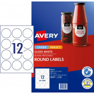 Avery Label L7105 Round White Glossy 60mm 12up 10 Sheets 980001