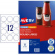 Avery Label L7105 Round White Glossy 60mm 12up 10 Sheets 980001 Avery Label L7105 Round White Glossy 60mm 12up 10 Sheets 980001