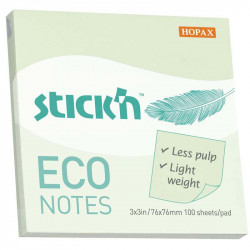 Stick'n Eco Green Pastel 76x76mm 100 Sheets 