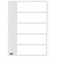 FM Indices A4 5 Tab White Cardboard 
