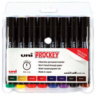 Uni Prockey Marker 5.7mm Chisel Tip 8 Pack Asstd PM-126 Uni Prockey Marker 5.7mm Chisel Tip 8 Pack Asstd PM-126