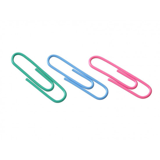 Paper Clips 33mm Coloured Pvc Steel Box 100 Paper Clips 33mm Coloured Pvc Steel Box 100