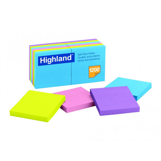 Highland Self - Stick Notes Bright 76x76 12 Pads