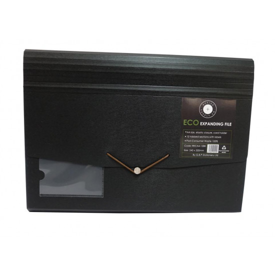 Office Supply Co. 100% Recycled Expanding File 13 Pocket Black Office Supply Co. 100% Recycled Expanding File 13 Pocket Black
