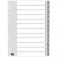 FM Indices A4 1-12 Grey Polyprop FM Indices A4 1-12 Grey Polyprop