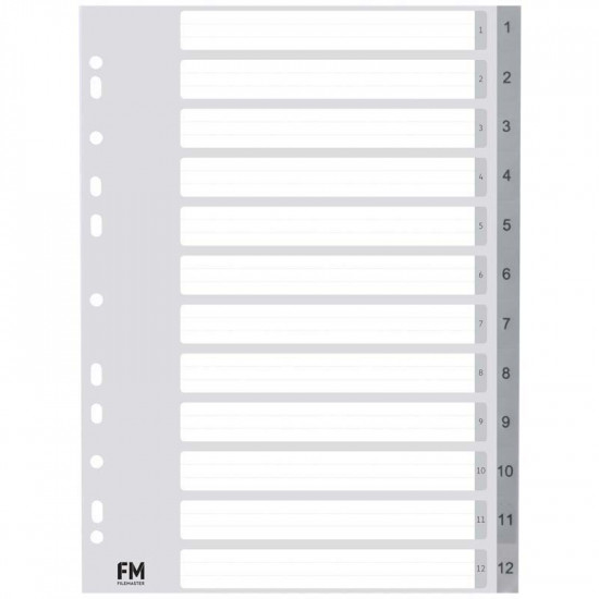 FM Indices A4 1-12 Grey Polyprop FM Indices A4 1-12 Grey Polyprop