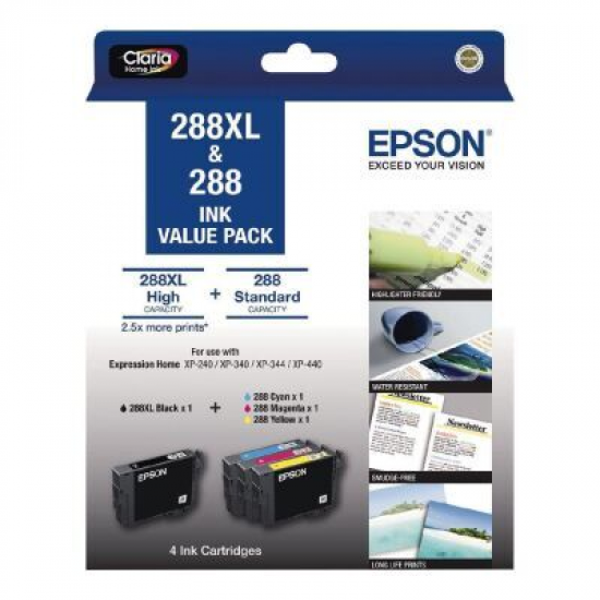 Epson 288XL Ink Cartridge High Yield BCMY Value Pack