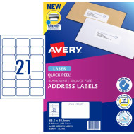 Avery Quick Peel Address Labels Sure Feed Laser Printers 63.5 x 38.1mm 2100 Labels (959001 / L7160) Avery Quick Peel Address Labels Sure Feed Laser Printers 63.5 x 38.1mm 2100 Labels (959001 / L7160)