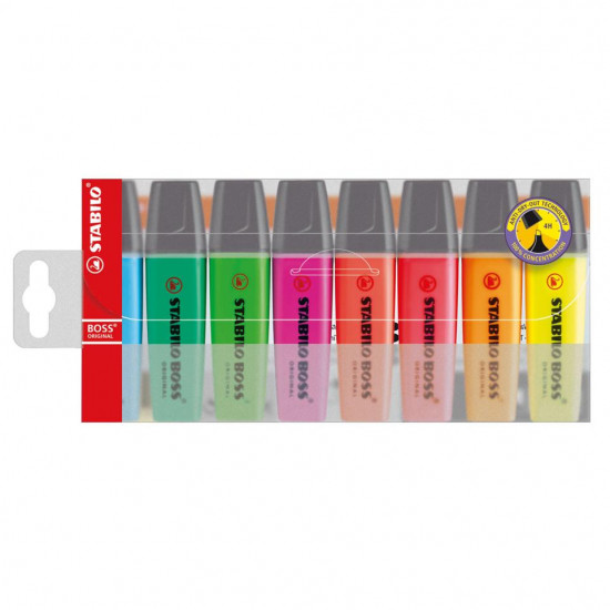 Stabilo Boss Highlighter Chisel Tip 2.0-5.0mm Assorted Colours Wallet 8 Stabilo Boss Highlighter Chisel Tip 2.0-5.0mm Assorted Colours Wallet 8