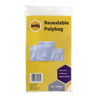 Marbig Resealable Polybag 100 x 155mm Ziplock Closure 45 Microns Pack 50