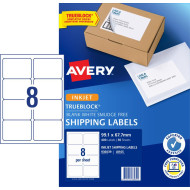 Avery Shipping Labels with Trueblock for Inkjet Printers 99.1 x 67.7mm 400 Labels (936039 / J8165) Avery Shipping Labels with Trueblock for Inkjet Printers 99.1 x 67.7mm 400 Labels (936039 / J8165)