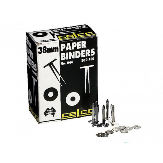 Celco 0006462 Paper Binder Fasteners No.646 38mm Box 200