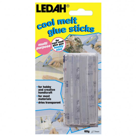 Ledah Cool-Melt Glue Sticks Clear 7mm 60g 15pc Ledah Cool-Melt Glue Sticks Clear 7mm 60g 15pc