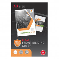 GBC Front Binding Cover 300 Micron A3 Clear Pack 25