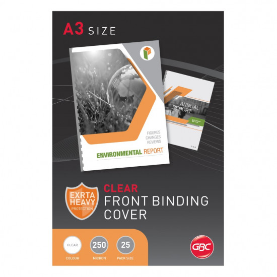 GBC Front Binding Cover 300 Micron A3 Clear Pack 25 GBC Front Binding Cover 300 Micron A3 Clear Pack 25