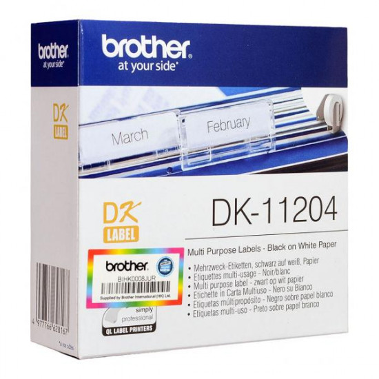 Brother DK11204 White Label 17 X 54mm 400 Labels Brother DK11204 White Label 17 X 54mm 400 Labels