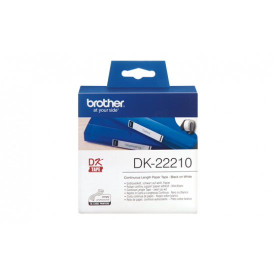 Brother DK22210 Continuous Paper Label Roll – Black on White, 29mm wide Brother DK22210 Continuous Paper Label Roll – Black on White, 29mm wide