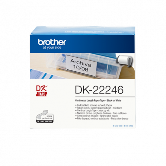 Brother DK22246 Continuous Paper Label Roll – Black on White, 103mm wide Brother DK22246 Continuous Paper Label Roll – Black on White, 103mm wide