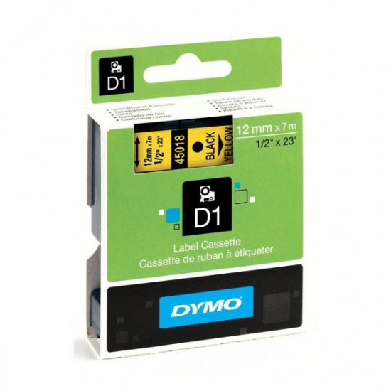 Dymo 12mm x 7m D1 Tape Black on Yellow SD45018 Dymo 12mm x 7m D1 Tape Black on Yellow SD45018