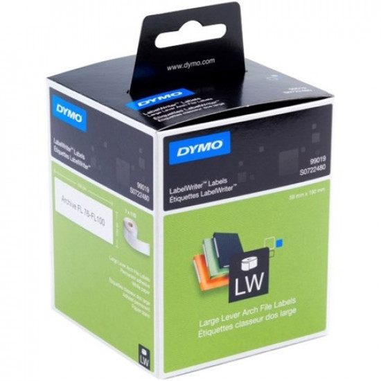 Dymo LabelWriter Lever Arch File Labels 99019 59x190mm, Box of 110x Labels /  S0722480 Dymo LabelWriter Lever Arch File Labels 99019 59x190mm, Box of 110x Labels /  S0722480