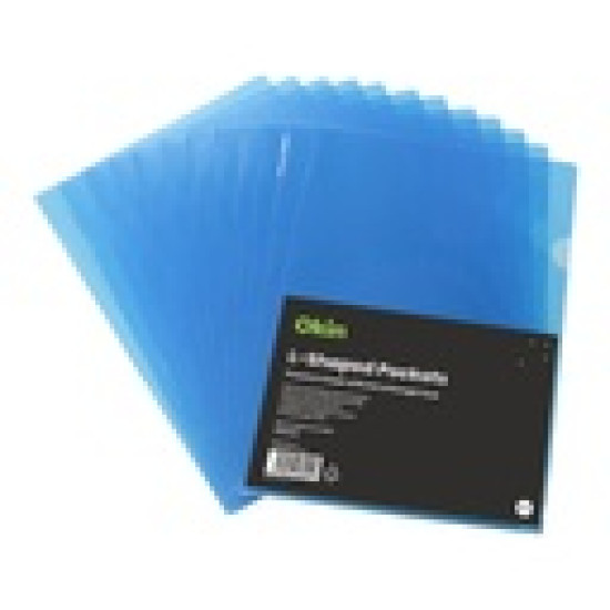 Okin L Shaped Pockets A4 Blue, Pack of 12 Okin L Shaped Pockets A4 Blue, Pack of 12