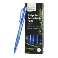 Icon Ballpoint Retractable Pens Medium Blue Pack of 10 Icon Ballpoint Retractable Pens Medium Blue Pack of 10