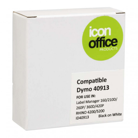 Icon Compatible Dymo 9mm D1 Tape Black on White - 7M Icon Compatible Dymo 9mm D1 Tape Black on White - 7M