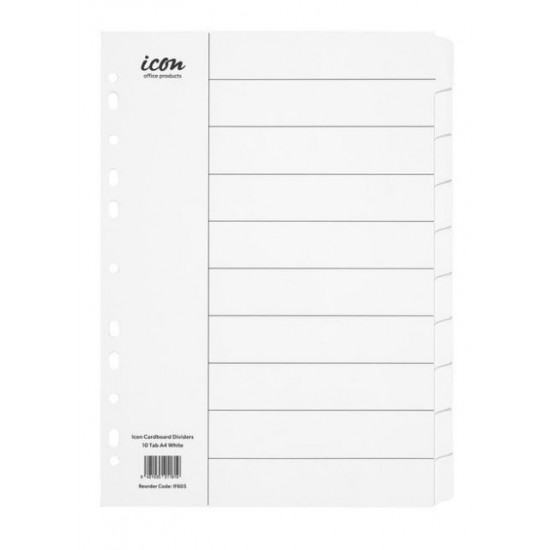 Icon Cardboard Dividers 10 Tab White