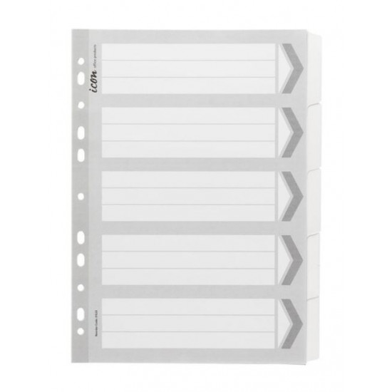 Icon Cardboard Dividers with Reinforced Tabs 5 Tab White