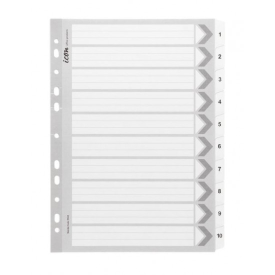 Icon Cardboard Indices with Reinforced Tabs 1-10 White