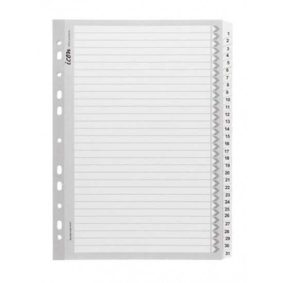 Icon Cardboard Indices with Reinforced Tabs 1-31 White