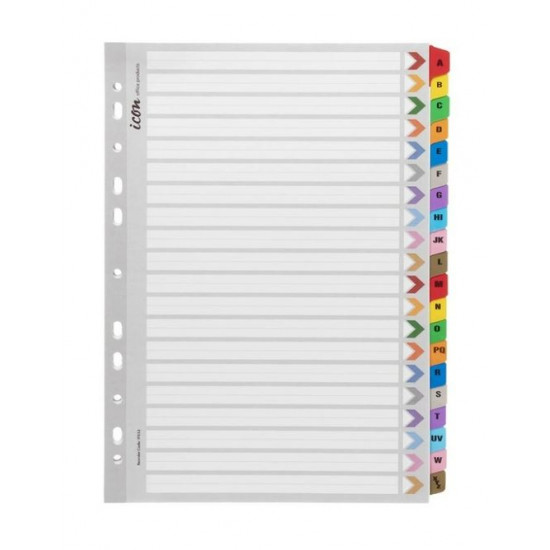 Icon Cardboard Indices with Reinforced Tabs A-Z Coloured