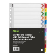 Okin Cardboard Indices with Reinforced Tabs Jan-Dec Coloured Okin Cardboard Indices with Reinforced Tabs Jan-Dec Coloured