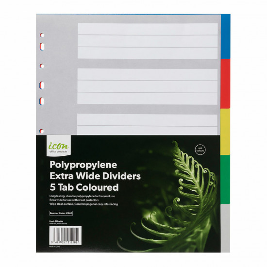 Icon PP Dividers Extra Wide 5 Tab Coloured Icon PP Dividers Extra Wide 5 Tab Coloured