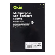 Okin Multipurpose Labels 16 Per Sheet 99.1x34mm, Pack of 100
