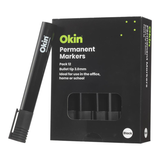 Okin Permanent Marker Bullet Tip Black Okin Permanent Marker Bullet Tip Black