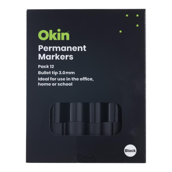Okin Permanent Marker Bullet Tip Black Okin Permanent Marker Bullet Tip Black