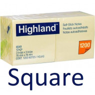 Highland Self-stick Removable Notes 76x76mm Yellow 12 Pads Pack