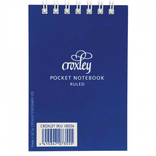 Croxley Notebook Pocket Top Opening 76x111mm Blue Cover 50lf Croxley Notebook Pocket Top Opening 76x111mm Blue Cover 50lf