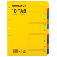 Warwick Divider A4 10 Tab Coloured 