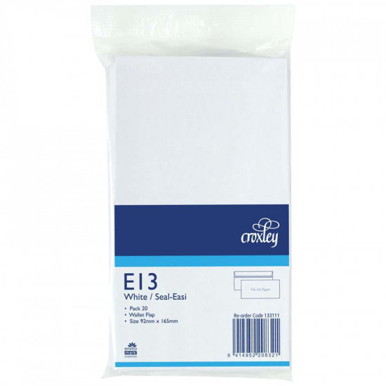 Croxley Envelope E13 (9's) Seal Easi 20 Pack  Croxley Envelope E13 (9's) Seal Easi 20 Pack
