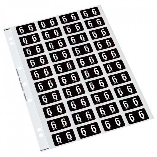 Codafile Label Numeric 6 25mm Pack 5 Sheets  Codafile Label Numeric 6 25mm Pack 5 Sheets