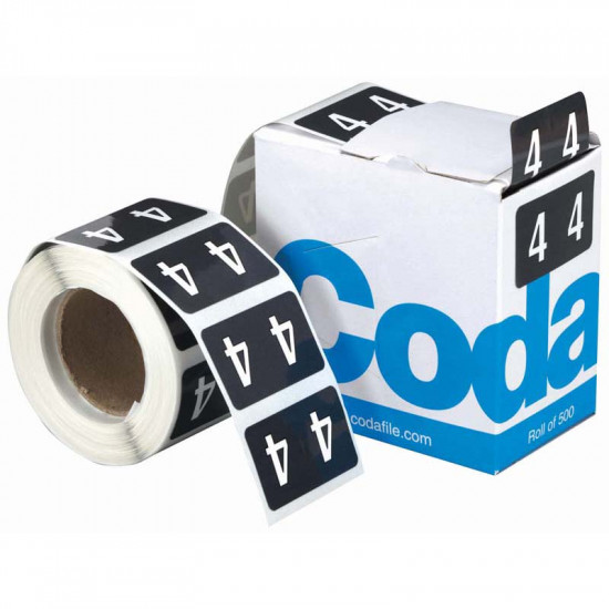 Codafile Label Numeric 4 25mm Roll 500  Codafile Label Numeric 4 25mm Roll 500