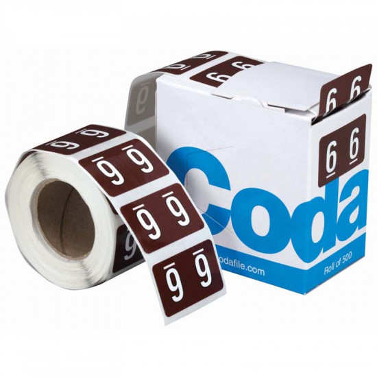 Codafile Label Numeric 6 25mm Roll 500  Codafile Label Numeric 6 25mm Roll 500